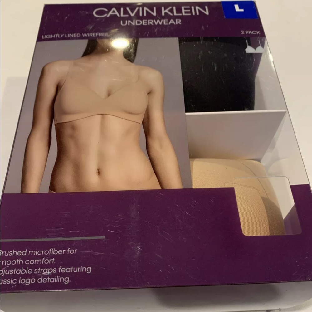 Calvin Klein Underwear 2 X2 Pack Lightly Lined Wirefree Bras Size Large